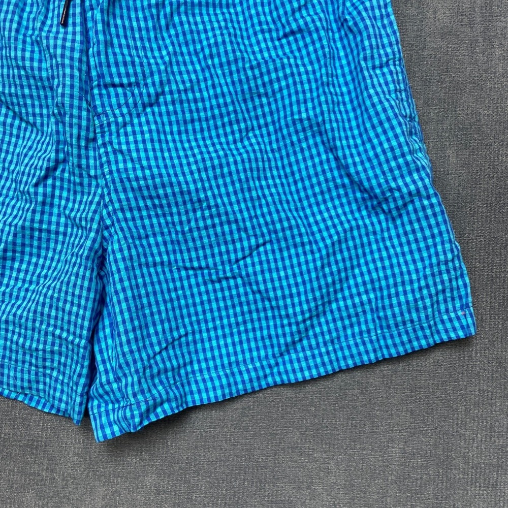 Piombo Swim Shorts Mens XL Black Blue Plaid Mesh Lined Drawstring Waist Beach - Picture 3 of 16